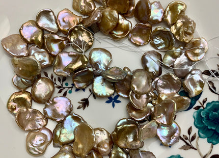 One-Of-A-Kind 16x18-20 mm AAA Rare Keshi Freshwater Pearl Beads Genuine Natural Champagne Seaweed Color Freshwater Keshi Pearls #1861