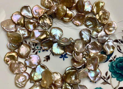 One-Of-A-Kind 16x18-20 mm AAA Rare Keshi Freshwater Pearl Beads Genuine Natural Champagne Seaweed Color Freshwater Keshi Pearls #1861