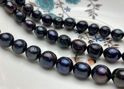 12-14 mm Black Peacock Color Edison Baroque Pearls Off-Round Shape Genuine Dark Peacock Color Edison Pearl Beads #1864