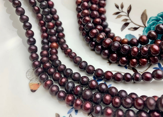 7 mm Or 8 mm Large Hole Rare Burgundy Red Potato Freshwater Pearl Beads Hole Size 2.2 mm Genuine Large Hole Dark Red Freshwater Pearls #1862