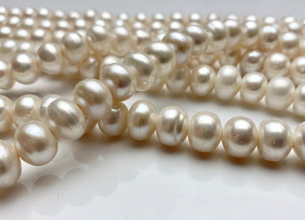 7x11mm AA Large Hole Button/Rondelle Natural White Freshwater Pearl Beads Hole 2.2 mm, Genuine White Cultured Freshwater Pearls #1059