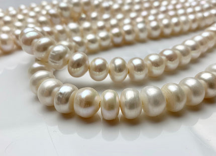 7x11mm AA Large Hole Button/Rondelle Natural White Freshwater Pearl Beads Hole 2.2 mm, Genuine White Cultured Freshwater Pearls #1059