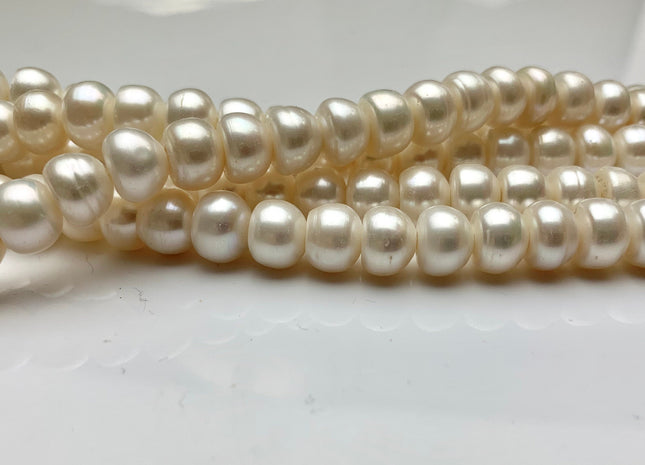 8mm 10mm Large Hole Round Button Natural White Freshwater Pearl Beads Hole 2.2 mm Genuine Natural White Rondelle Freshwater Pearls #1865
