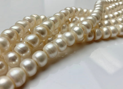 8mm 10mm Large Hole Round Button Natural White Freshwater Pearl Beads Hole 2.2 mm Genuine Natural White Rondelle Freshwater Pearls #1865