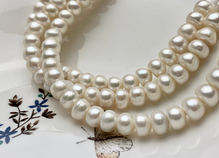 8mm 10mm Large Hole Round Button Natural White Freshwater Pearl Beads Hole 2.2 mm Genuine Natural White Rondelle Freshwater Pearls #1865