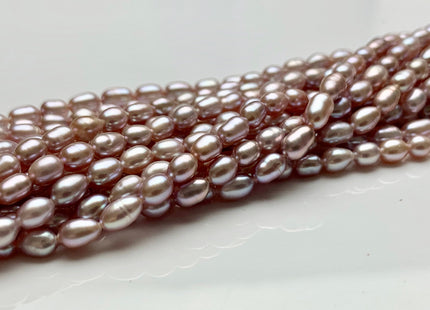 WHOLESALE 3.5-4x5 mm AAA Natural Mauve Pink Rice/Oval Freshwater Pearl Beads Genuine High Luster Mauve Pink Rice Freshwater Pearls #1868