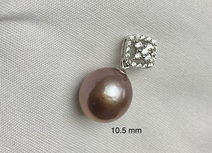 One-Of-A-Kind 12x15 mm AAA Very Rare Natural Dark Mauve Genuine Edison Pearl Pendant W/925 Sterling Silver Diamond Shape Design #10344-B