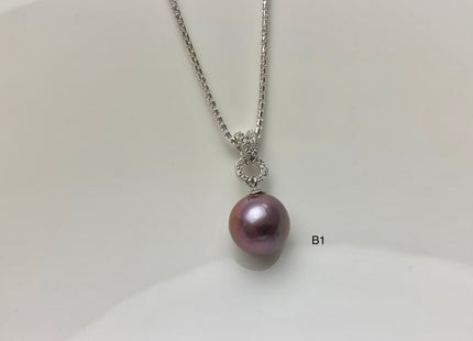 One-Of-A-Kind 11 mm AAA Very Rare Natural Dark Mauve Genuine Edison Pearl Pendant W/925 Sterling Silver V Shape Design Jewelry #1928-B
