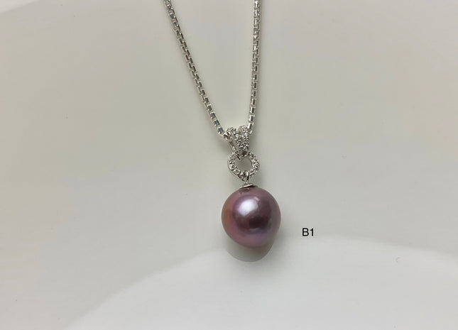 One-Of-A-Kind 11 mm AAA Very Rare Natural Dark Mauve Genuine Edison Pearl Pendant W/925 Sterling Silver V Shape Design Jewelry #1928-B