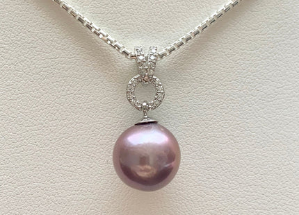 One-Of-A-Kind 11 mm AAA Very Rare Natural Dark Mauve Genuine Edison Pearl Pendant W/925 Sterling Silver V Shape Design Jewelry #1928-B