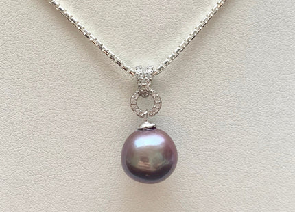 One-Of-A-Kind 11 mm AAA Very Rare Natural Dark Mauve Genuine Edison Pearl Pendant W/925 Sterling Silver V Shape Design Jewelry #1928-B