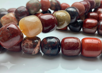 Natural Multi Color Red Green Jasper Gemstone Beads Drum Shape Size Approx. 16-18 mm Genuine Jumbo Size Gemstone Loose Beads #2479