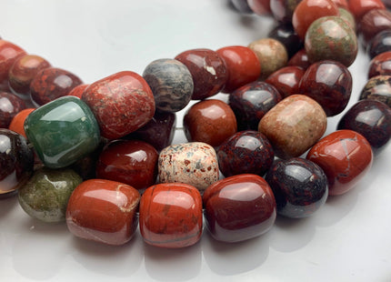 Natural Multi Color Red Green Jasper Gemstone Beads Drum Shape Size Approx. 16-18 mm Genuine Jumbo Size Gemstone Loose Beads #2479