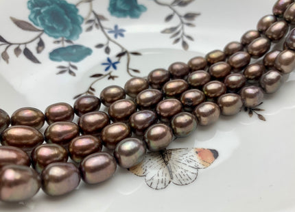 9x12 mm AAA Dark Brown Color Freshwater Rice/Oval Pearls Genuine High Luster Freshwater Rice Pearl Beads #1914