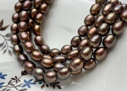 9x12 mm AAA Dark Brown Color Freshwater Rice/Oval Pearls Genuine High Luster Freshwater Rice Pearl Beads #1914