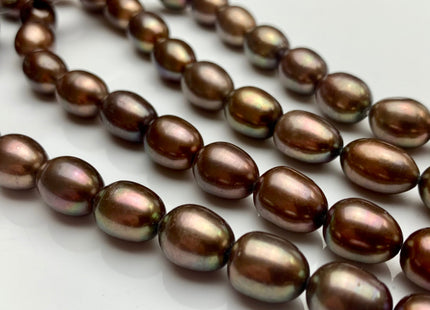 9x12 mm AAA Dark Brown Color Freshwater Rice/Oval Pearls Genuine High Luster Freshwater Rice Pearl Beads #1914