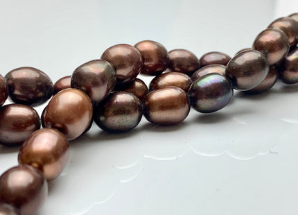 11x13-14 mm Chocolate Brown Color Freshwater Rice/Oval Pearls Genuine High Luster Freshwater Rice Pearl Beads #1936