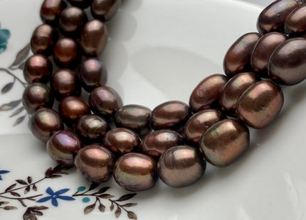 11x13-14 mm Chocolate Brown Color Freshwater Rice/Oval Pearls Genuine High Luster Freshwater Rice Pearl Beads #1936