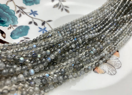 BEST DEAL 3-3.5 mm AAA Faceted Round Labradorite Gemstone Beads Genuine Natural Micro Faceted Labradorite Beads 15.5 Inches Strand #2651
