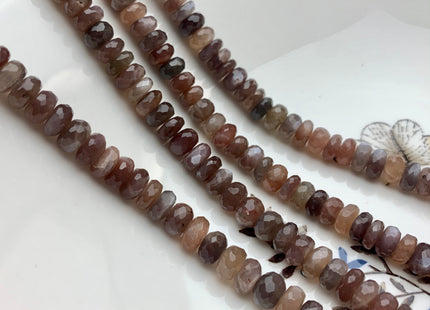 6mm 8mm 9mm AAA Gorgeous 100% Natural Chocolate Moonstone Faceted Rondelle Gemstone Beads Top Quality Moonstone Beads 8 Inches Strand # 2480