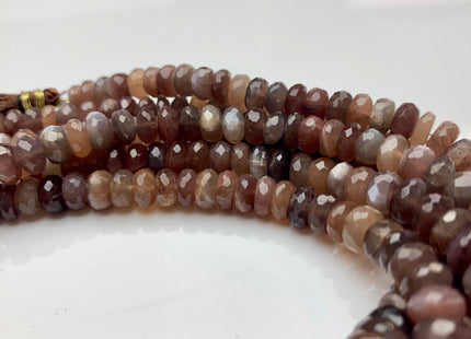 6mm 8mm 9mm AAA Gorgeous 100% Natural Chocolate Moonstone Faceted Rondelle Gemstone Beads Top Quality Moonstone Beads 8 Inches Strand # 2480