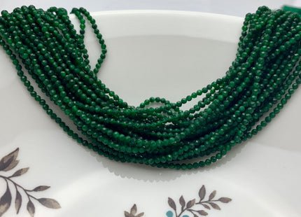 3 mm Faceted Round Tiny Green Onyx Gemstone 13 Inches Strand #2496