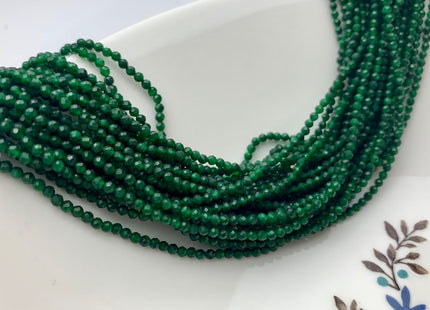 3 mm Faceted Round Tiny Green Onyx Gemstone 13 Inches Strand #2496