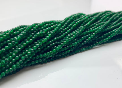 3 mm Faceted Round Tiny Green Onyx Gemstone 13 Inches Strand #2496