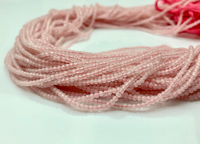 BEST DEAL 2x2.5 mm AAA Faceted Rondelle Tiny Rose Quartz Gemstone Beads Genuine Natural Pink Rose Quartz Loose Beads 13 Inches Strand #2512