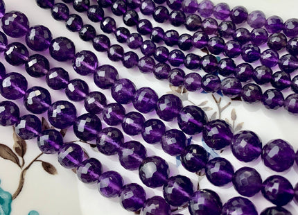 6mm 7mm 8mm 10mm AAA Top Quality 100% Natural Color Faceted Round Amethyst Gemstone Beads Genuine Amethyst Beads 8 Inches Strand #2655
