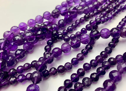 6mm 7mm 8mm 10mm AAA Top Quality 100% Natural Color Faceted Round Amethyst Gemstone Beads Genuine Amethyst Beads 8 Inches Strand #2655