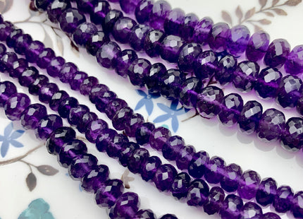 6mm 7mm 8mm AAA Top Quality 100% Natural Faceted Rondelle Amethyst Gemstone Beads Genuine Natural Amethyst Beads 8 Inches Strand #2082