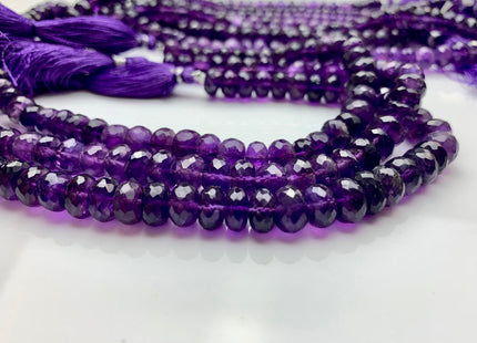 6mm 7mm 8mm AAA Top Quality 100% Natural Faceted Rondelle Amethyst Gemstone Beads Genuine Natural Amethyst Beads 8 Inches Strand #2082
