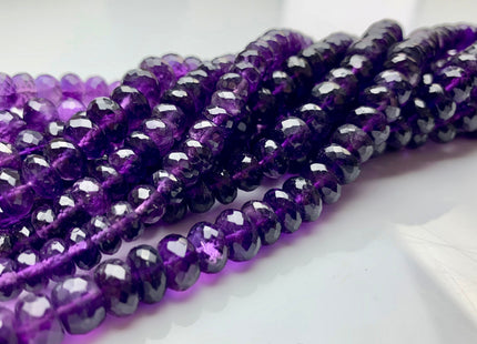 6mm 7mm 8mm AAA Top Quality 100% Natural Faceted Rondelle Amethyst Gemstone Beads Genuine Natural Amethyst Beads 8 Inches Strand #2082