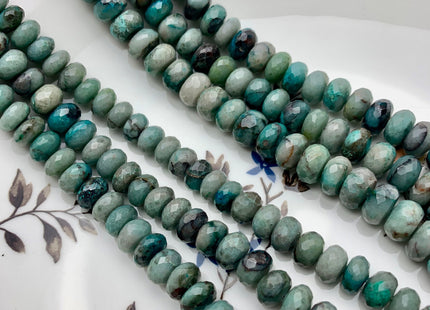 7mm 8mm 9mm AAA Top Quality 100% Natural Faceted Rondelle Chrysocolla Gemstone Beads Genuine Chrysocolla Loose Beads 8 Inches Strand #2516