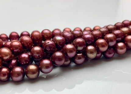 6.5-7 mm AAA Ultra Dark Dusty Rose Semi Round Freshwater Pearls, Genuine Semi Round Freshwater Pearls #1313