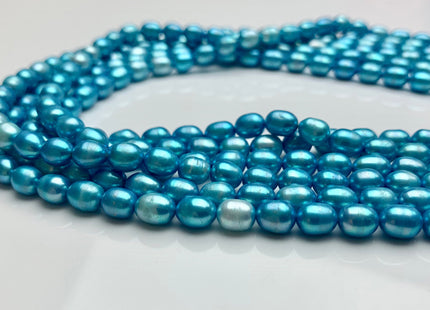 5x7 mm Cyan Blue color Rice / Oval Freshwater Pearls Genuine Freshwater Pearls Beads Cultured Freshwater Pearls Limited Edition Color #1137