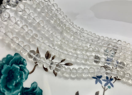 6mm 7mm 8mm AAA Top Quality 100% Natural Faceted Rondelle Clear Quartz Gemstone Beads Genuine Clear Quartz Beads 8 Inches Strand #2518