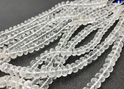 6mm 7mm 8mm AAA Top Quality 100% Natural Faceted Rondelle Clear Quartz Gemstone Beads Genuine Clear Quartz Beads 8 Inches Strand #2518