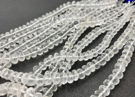 6mm 7mm 8mm AAA Top Quality 100% Natural Faceted Rondelle Clear Quartz Gemstone Beads Genuine Clear Quartz Beads 8 Inches Strand #2518