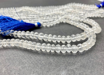 6mm 7mm 8mm AAA Top Quality 100% Natural Faceted Rondelle Clear Quartz Gemstone Beads Genuine Clear Quartz Beads 8 Inches Strand #2518