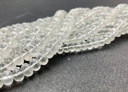 6mm 7mm 8mm AAA Top Quality 100% Natural Faceted Rondelle Clear Quartz Gemstone Beads Genuine Clear Quartz Beads 8 Inches Strand #2518