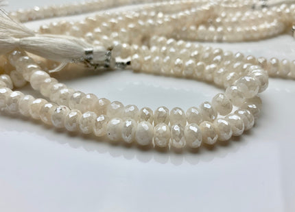 7mm 8mm 9mm 10mm AAA Top Quality 100% Natural White Faceted Rondelle Silverite Coated Beads Genuine Silverite Beads 8 Inches Strand  #2520