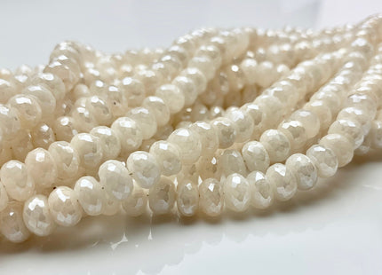 7mm 8mm 9mm 10mm AAA Top Quality 100% Natural White Faceted Rondelle Silverite Coated Beads Genuine Silverite Beads 8 Inches Strand  #2520