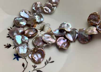 20-25 mm AAA High Luster Rare Natural Dark Mauve Pink Keshi Freshwater Pearl Beads Genuine Top Drilled Natural Corn Flake Keshi Pearl #1949