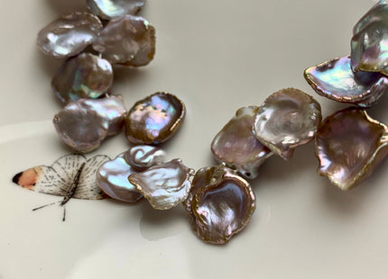 20-25 mm AAA High Luster Rare Natural Dark Mauve Pink Keshi Freshwater Pearl Beads Genuine Top Drilled Natural Corn Flake Keshi Pearl #1949