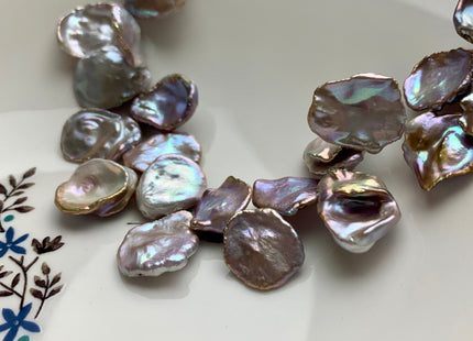 20-25 mm AAA High Luster Rare Natural Dark Mauve Pink Keshi Freshwater Pearl Beads Genuine Top Drilled Natural Corn Flake Keshi Pearl #1949