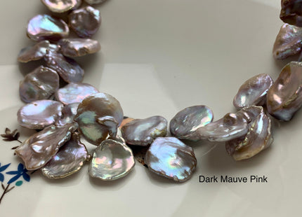 20-25 mm AAA High Luster Rare Natural Dark Mauve Pink Keshi Freshwater Pearl Beads Genuine Top Drilled Natural Corn Flake Keshi Pearl #1949