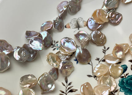 20-25 mm AAA High Luster Rare Natural Dark Mauve Pink Keshi Freshwater Pearl Beads Genuine Top Drilled Natural Corn Flake Keshi Pearl #1949