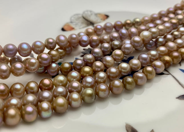 6mm AA Natural Seaweed Freshwater Pearls Potato Pearls, Genuine Natural Seaweed Freshwater Potato Pearls #1286